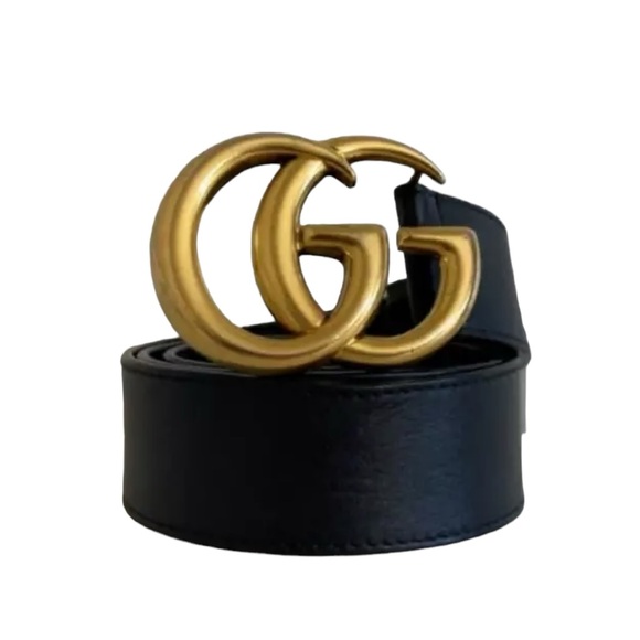 Gucci Black GG Buckle Calf Leather Belt Size 100 - Picture 2 of 5